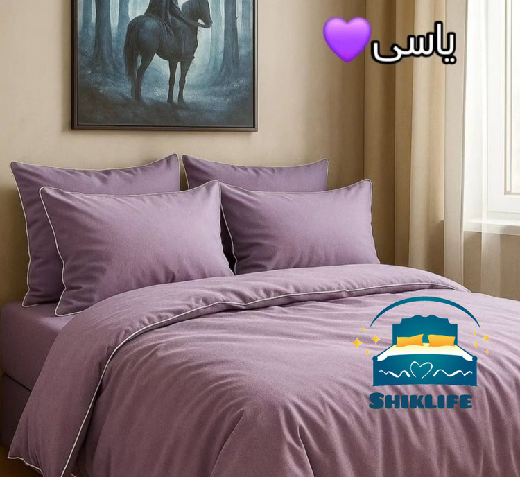 روتختی قیطون دوزی شده جنس میکرو براش ساده (نخ پنبه) رنگ یاسی ارسال رایگان