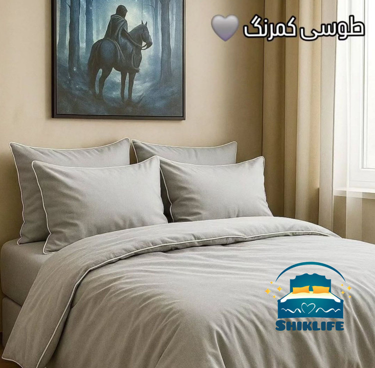 روتختی قیطون دوزی شده جنس میکرو براش ساده (نخ پنبه) رنگ طوسی کم رنگ ارسال رایگان