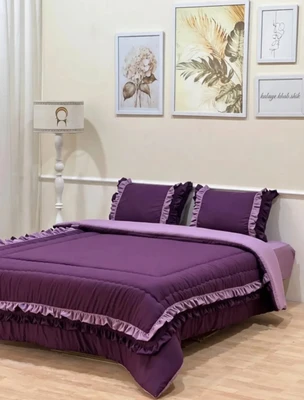 روتختی چین دار (دوچین) نخ پنبه براش رنگ یاسی بنفش _ ارسال رایگان
